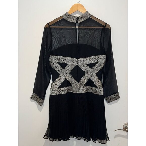 Liancarlo Vintage Sheer Black Long Sleeve Mini Dress Women's size 6 - Picture 5 of 10